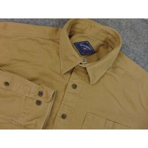 Bill Khakis Shirt Mens XL Beige Solid Flannel Classic Fit Made in USA